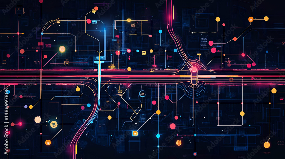 Poster abstract colorful technology network background