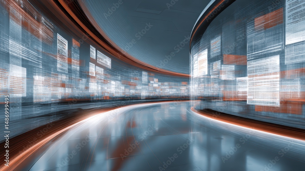 Aufkleber abstract digital background of blurred lines with glowing panels and light effects for technology an