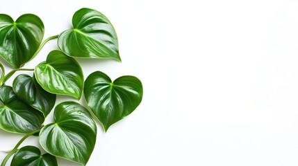 Fototapeta premium Green Leaves on White Background