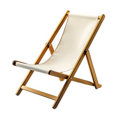 Elegant Reclining Wooden Beach Chair with a Refined Isolated on Transparent Background