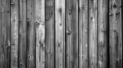 Old wooden fence background. Black and white photo. Horizontal.