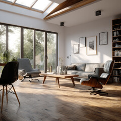 Interior of a modern house featuring open spaces, minimalist furniture, neutral colors, and stylish decor. A perfect blend of comfort, elegance, and contemporary architectural design.

