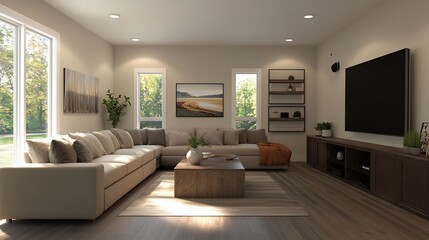 Modern Living Room Interior Design with Neutral Tones and Natural Light