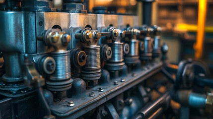 Close-Up View of a Vintage Engine's Internal Components