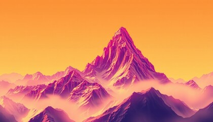 Sunrise mountain range with pastel colors and fog