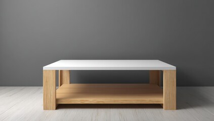 Cartoon coffee table mockup with available space to showcase your custom promotional design.