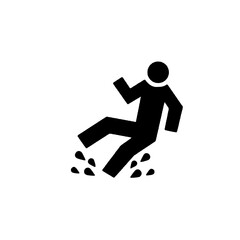 Stick figure illustration of a slip and fall accident 