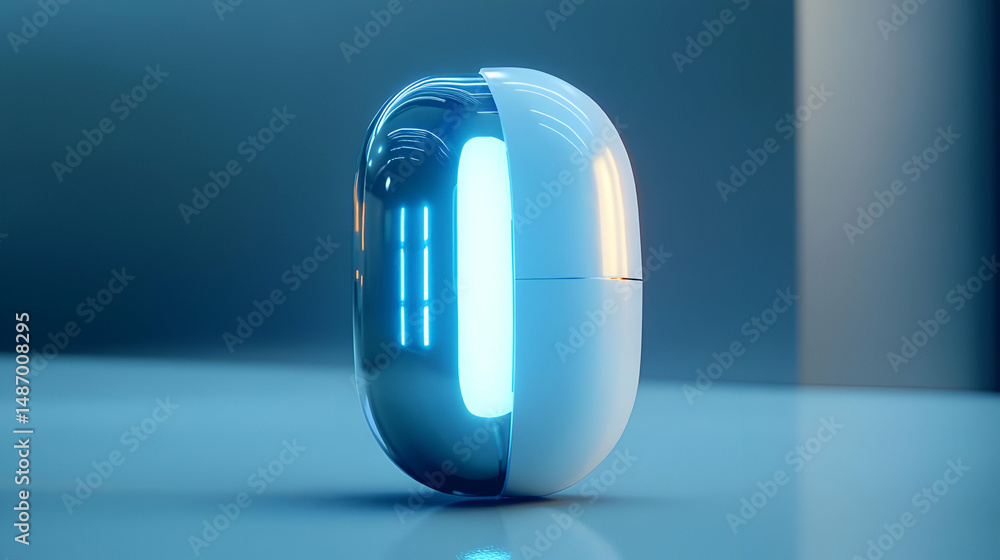 Poster futuristic abstract capsule object 3d render