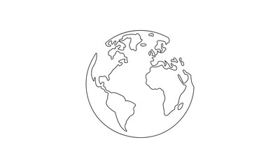 Planet Earth drawn in one continuous line with color spot. One line drawing, minimalism. Vector illustration. EPS 10 . 