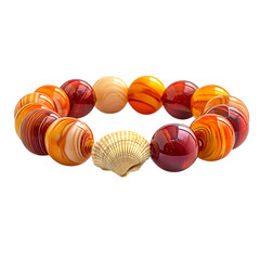 Bold Bracelet with Large Statement Beads in Shell Isolated on Transparent Background