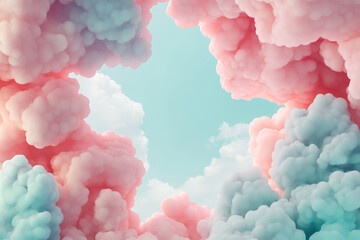 Colorful clouds framing a serene sky, creating a dreamy atmosphere perfect for backgrounds