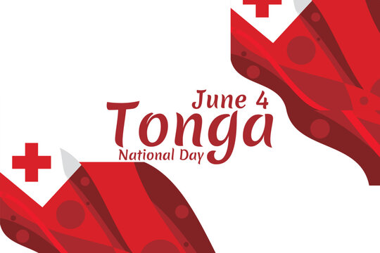 June 4, Independence Day of Tonga vector illustration. Suitable for greeting card, poster and banner.