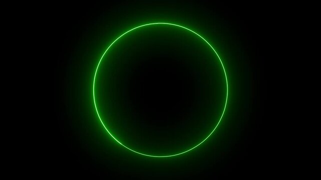 neon exclamation icon with neon circle animation on a black background.