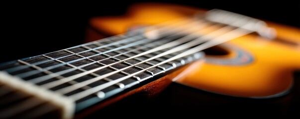 Fototapeta premium Close-up photo of an acoustic guitar