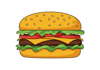 Cartoon Burger Illustration: Delicious Food Graphic