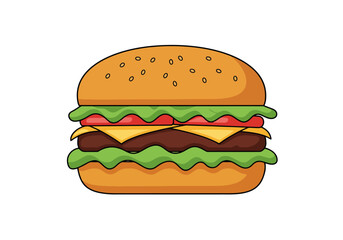 Cartoon Burger Illustration: Classic Fast Food Icon
