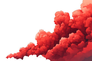 Fototapeta premium Vibrant Red Cloud Formation Against a White Background, Evoking Energy and Movement