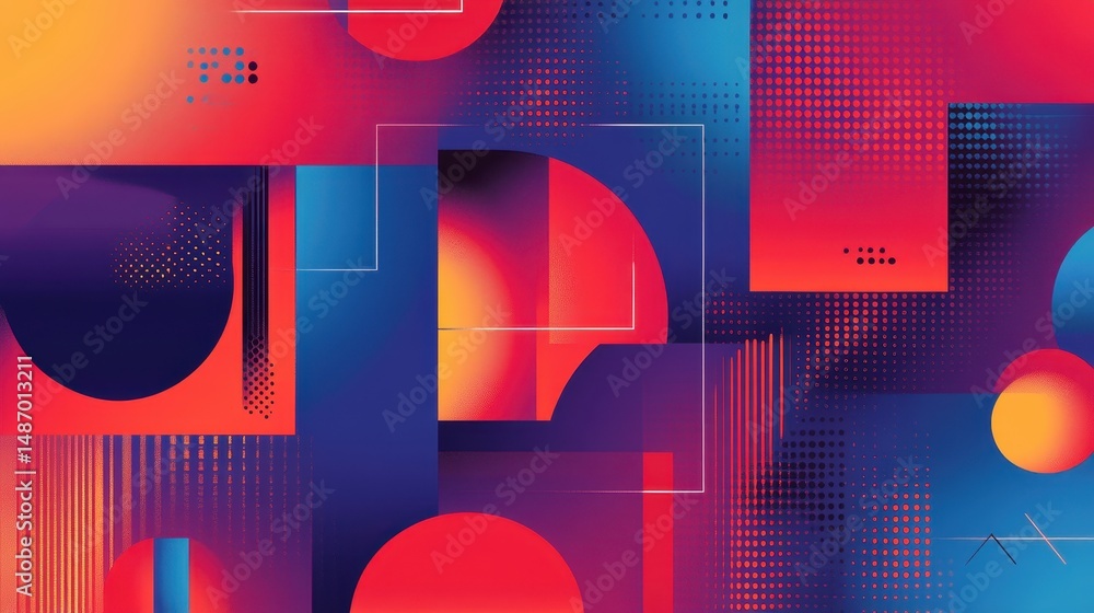 Poster abstract art with colorful shapes, dots, and lines background. use as a backdrop for presentations o