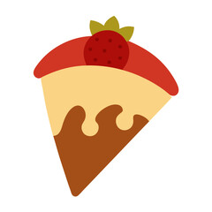 Tasty crepe with strawberry and chocolate vector on white background.