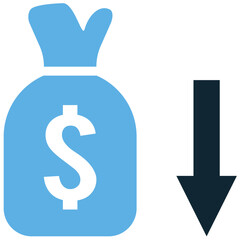 Losses finance icon vector for business decline, debt risk, and revenue drop. Ideal for financial reports, risk planning, and budget alerts.