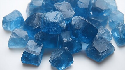 Close-up of Sparkling Blue Crystal Cubes
