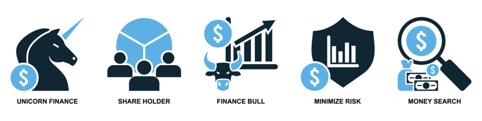 Set of finance icon vector for financial management, accounting, and budgeting overview. Ideal for business dashboard, finance app, and money planning illustration.