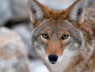 Fototapeta premium A close up of a coyote's face in the snow