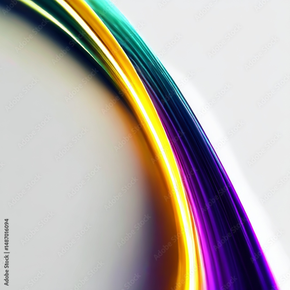 Poster abstract flow of colorful energy: dynamic wave design in gold, teal, and purple on a clean white bac