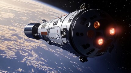 Orbital Vessel Ascending Above Earth's Horizon