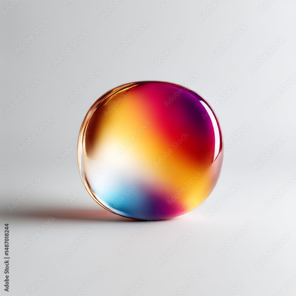 Aufkleber Refractive Orb: A Captivating Spherical Display of Gradient Colors and Light on a Minimalist Background.