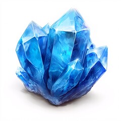 Obraz premium Pixel art blue crystal gem with sparkle on white background