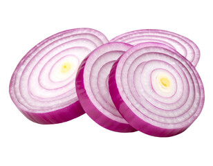 red onion slices isolated