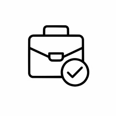 Outlined briefcase with a checkmark — symbol of a successful hire.