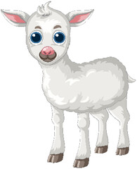 Adorable Cartoon Lamb with Big Blue Eyes