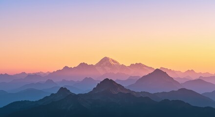 Mountain range sunrise panorama