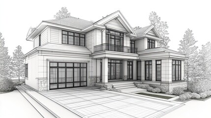 Blueprint of Exterior Building Design with Construction Specifications and Architectural Plans