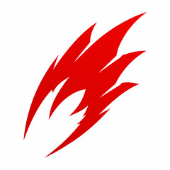 Red claw scratches vector icon on white background.