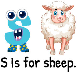 Playful Alphabet Illustration with Sheep Character