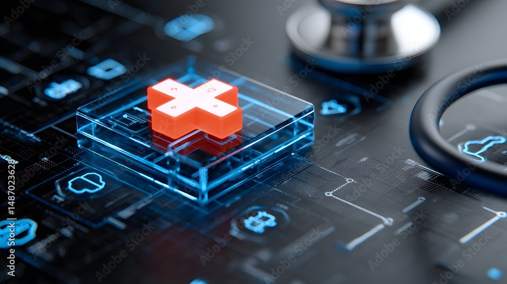Aufkleber a conceptual representation of cloud computing in healthcare, featuring a cloud icon surrounded by h