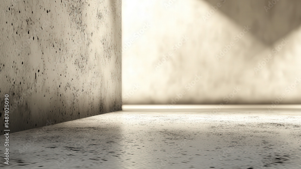 Poster blurred view of seam between wall and floor in natural studio environment with soft lighting effects