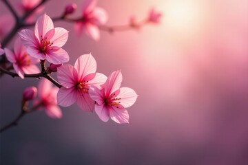 Obraz premium Soft pink petals gently descend on blurred background, texture, cherry blossom, celebration