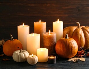 ハロウィンの夜、かぼちゃとキャンドルの演出