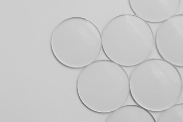 white glass lenses eyeglasses on white background