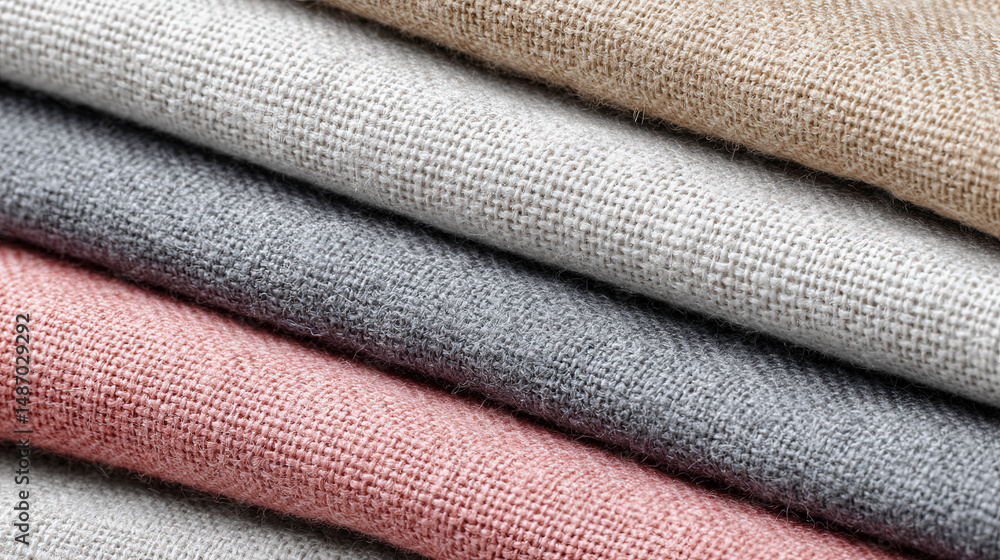 Poster close up of textured cotton fabric folded in studio setting for design and textile projects
