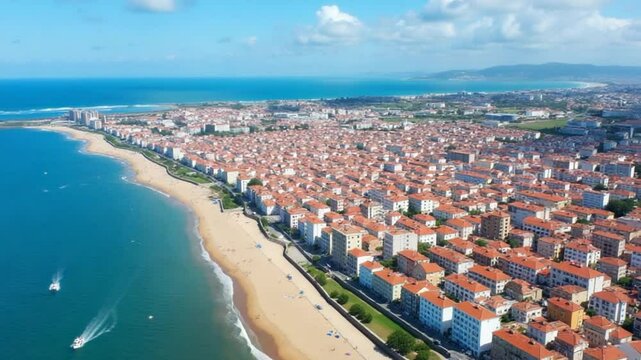 Aerial View City Beach of Sao Martinho do Porto, Portugal