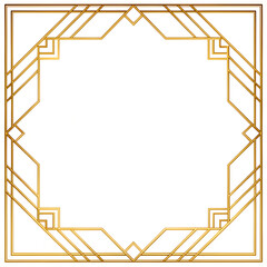 Art Deco Gold Border with Geometric Corners on White Background