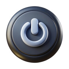 Power Button 3D Icon in Plastic Style isolated on transparent white background, clipping path
