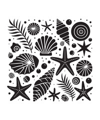 Starfish silhouettes vector illustration, isolated on a white background.