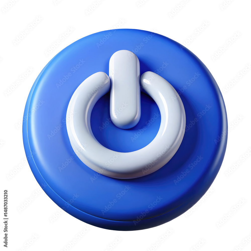 Canvas Prints power button 3d icon in plastic style isolated on transparent white background, clipping path