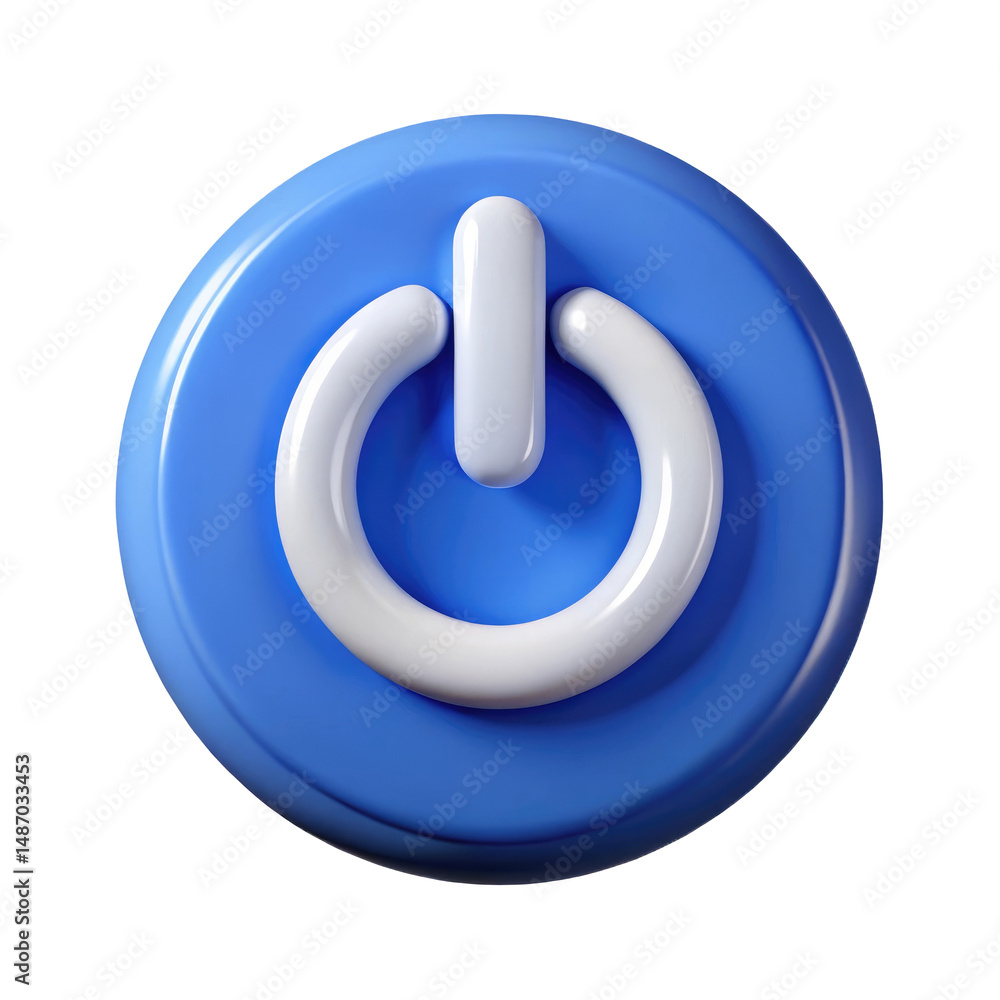 Canvas Prints power button 3d icon in plastic style isolated on transparent white background, clipping path